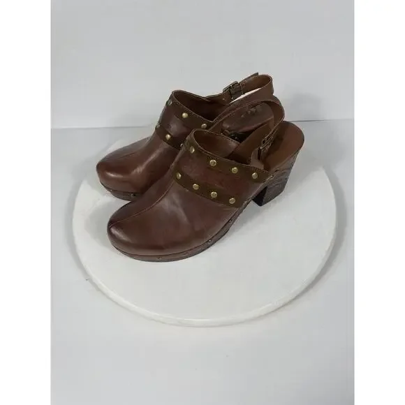 orks Women's Brown Leather Clog Heel Size 8M Q42923 - Picture 6 of 9